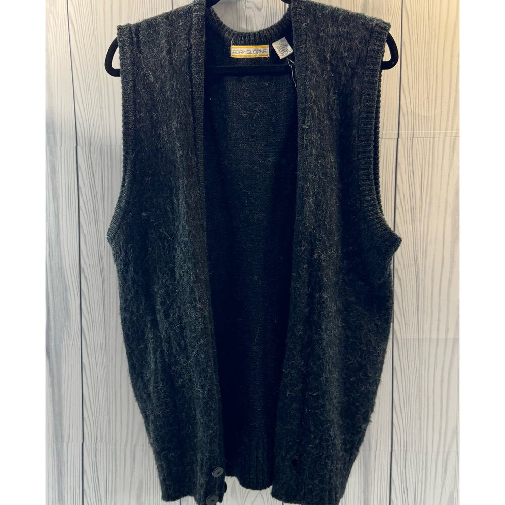 Vintage Adam Sloane Vest  Mohair Blend Mens Gray Grandpa Buttons Large Korea